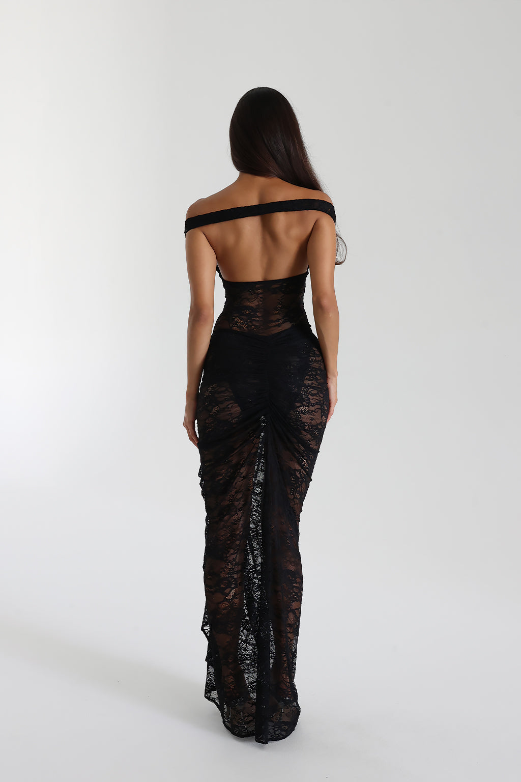 Off-Shoulder Lace Maxi Dress