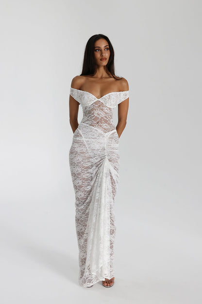 Off-Shoulder Lace Maxi Dress for Women
