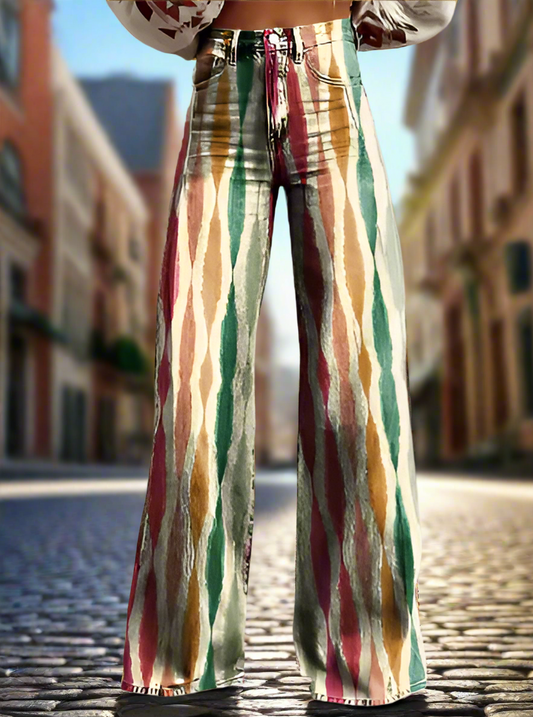 Striped Wide-Leg Jeans