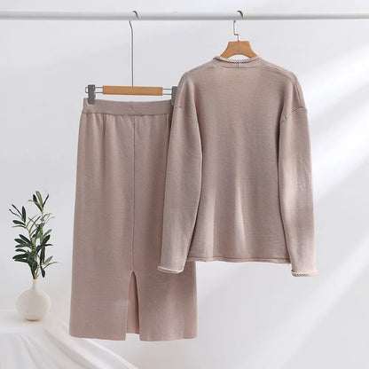 Reva - elegant leisure set with vest and belted skirt