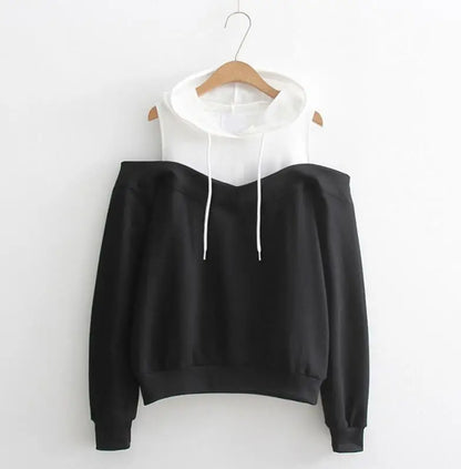 Women's off-shoulder hooded sweatshirt