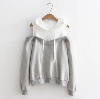 Women's off-shoulder hooded sweatshirt
