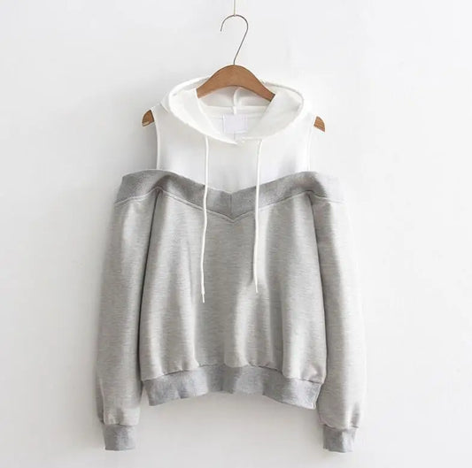 Off-Shoulder Hooded Sweatshirt