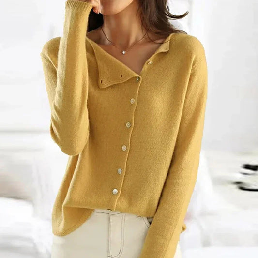 Soft & Warm Asymmetrical Button Front Knitted Cardigan