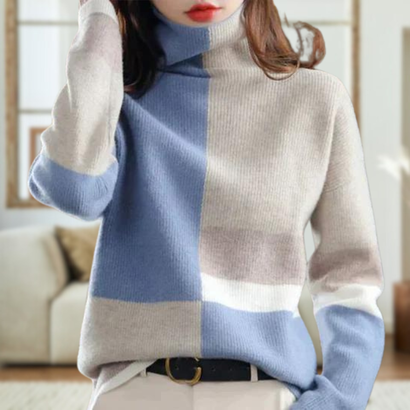 Sylvi - elegant blue white combination sweater