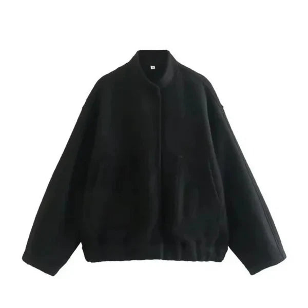 Women's oversized bomber jacket with stand collar