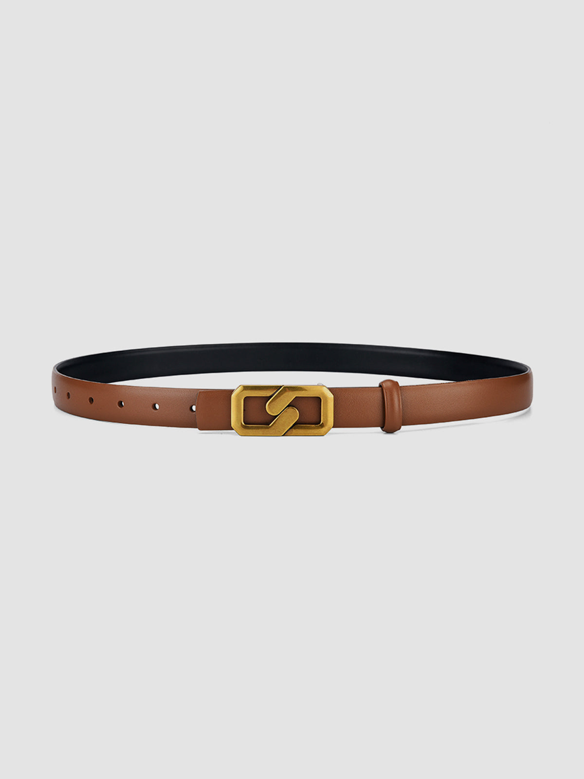 Men’s Leather Belt - Geometric Pin Buckle - Sleek Modern Design - Casual & Formal