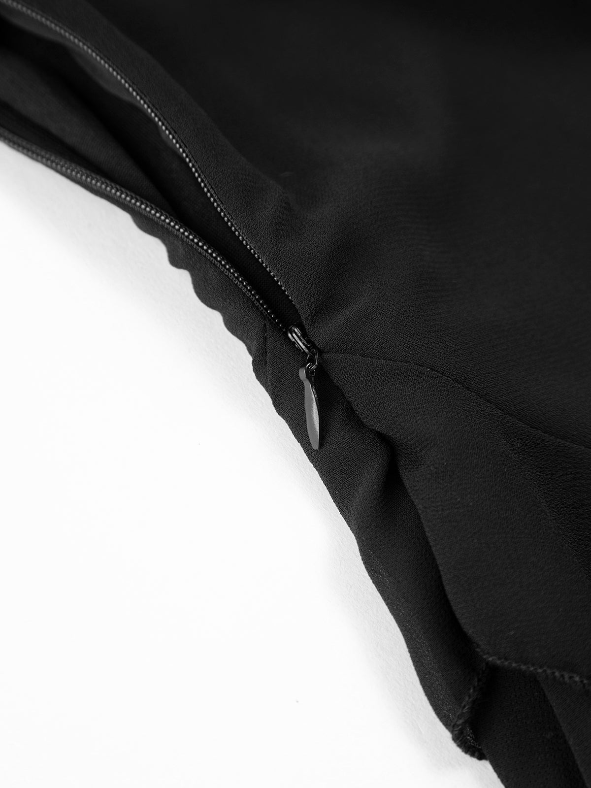 Long Dress with Ruffles and Zipper Detail
