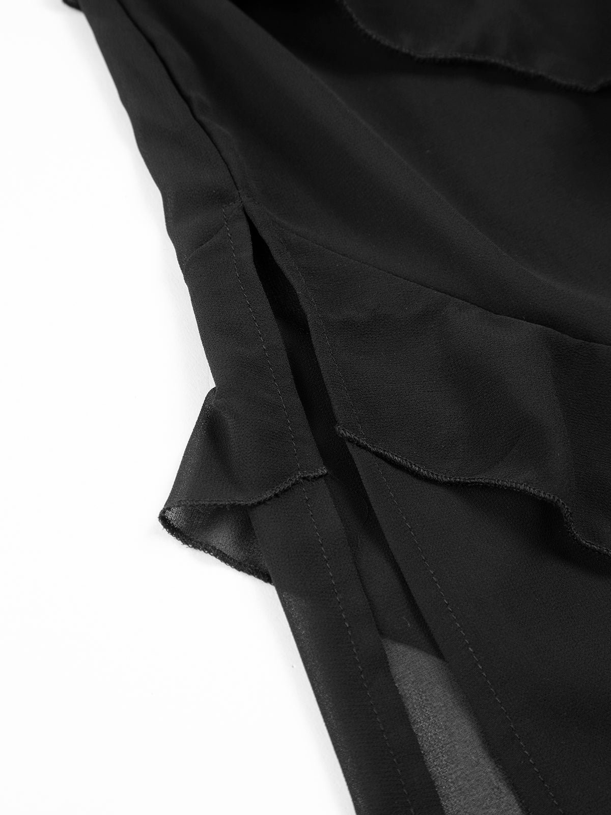 Ruffled Detail Long Zipper Dress