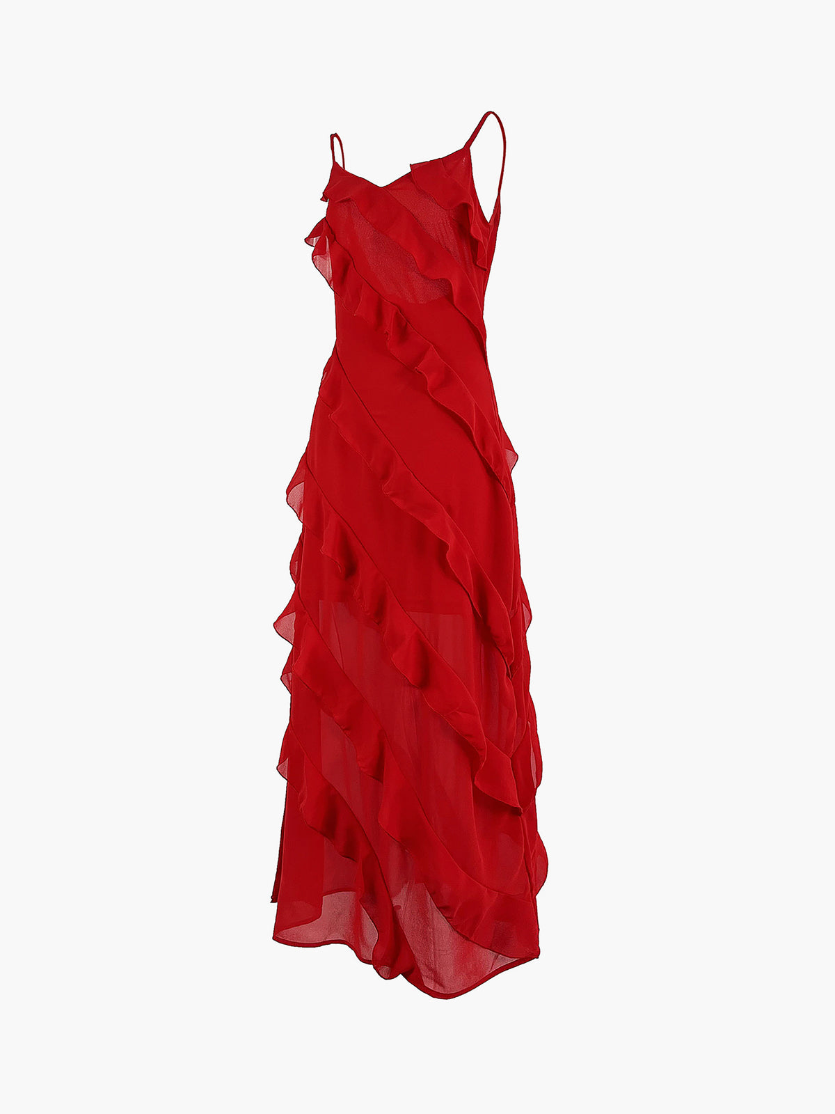 Ruffled Detail Long Zipper Dress