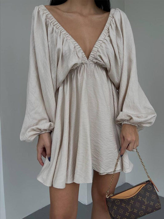 Flowing Lightweight Empire Waist V-Neck Dress