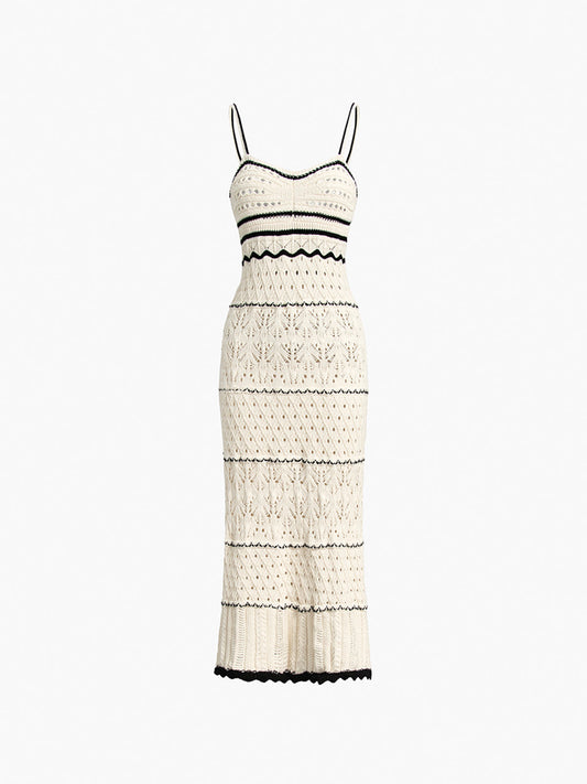 Crochet Open-Knit Sleeveless Midi Dress