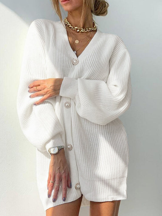 Ribbed Oversized Button-Down Cardigan