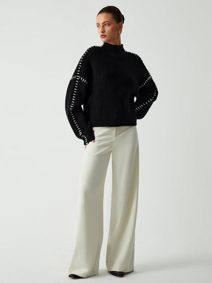Women's comfy oversized mock neck sweater