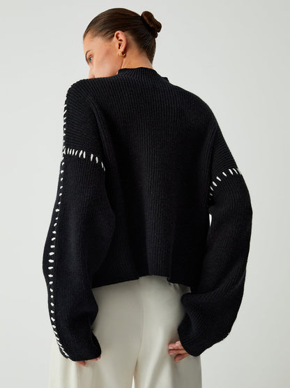 Women's comfy oversized mock neck sweater