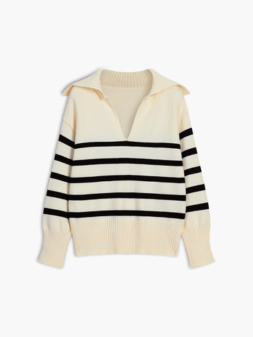 Women's comfy stripe collared sweater