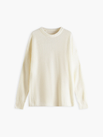Women’s Sweater – Ribbed Knit – Relaxed Fit – Crew Neck – Long Sleeve Casual Style
