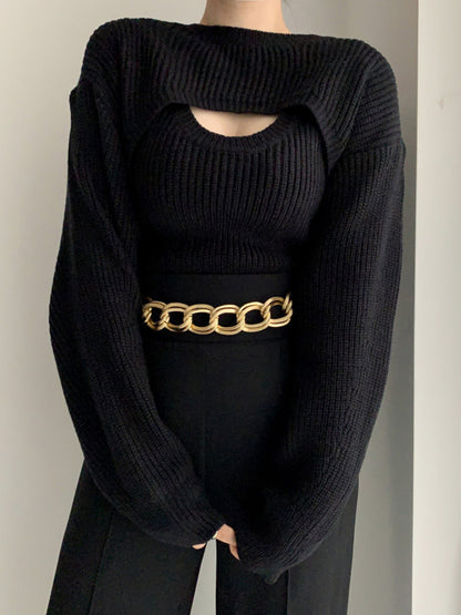 Women's utility 2-piece bolero sweater set