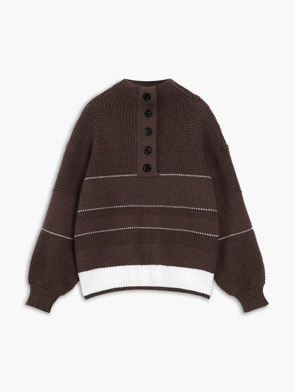 Women's open collar button up sweater