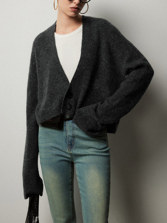 Soft Knit Oversized Cropped Cardigan