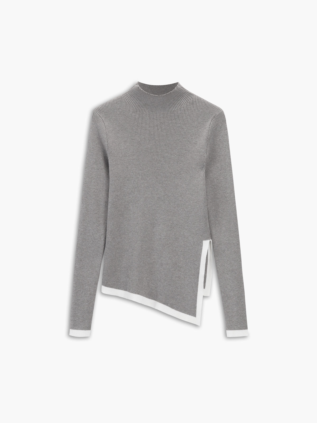 Women's asymmetrical trim mock neck sweater
