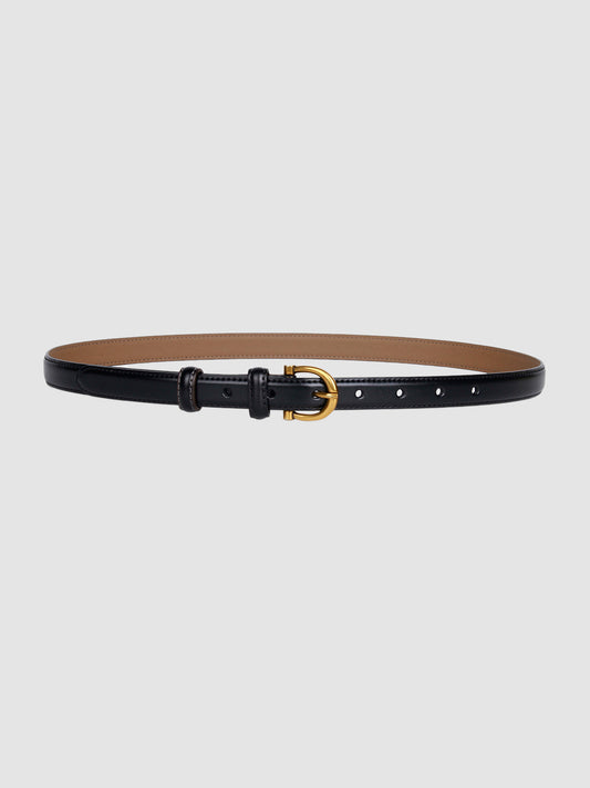 Sleek Leather Gold Buckle Belt