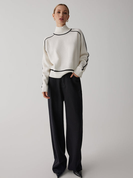 Striped Long Sleeve Turtleneck Sweater