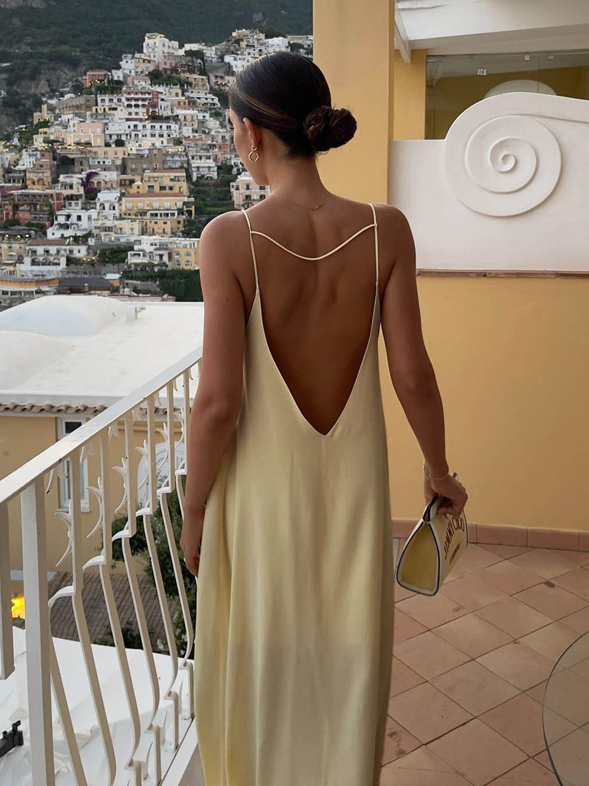Women's Slip Dress - Satin Silk Feel - Spaghetti Straps - Backless Floor-Length Elegant