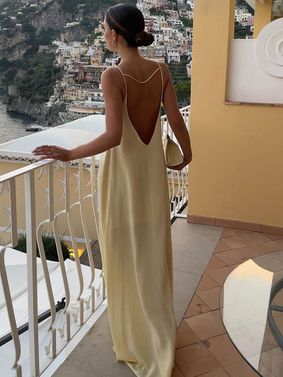 Women's Slip Dress - Satin Silk Feel - Spaghetti Straps - Backless Floor-Length Elegant