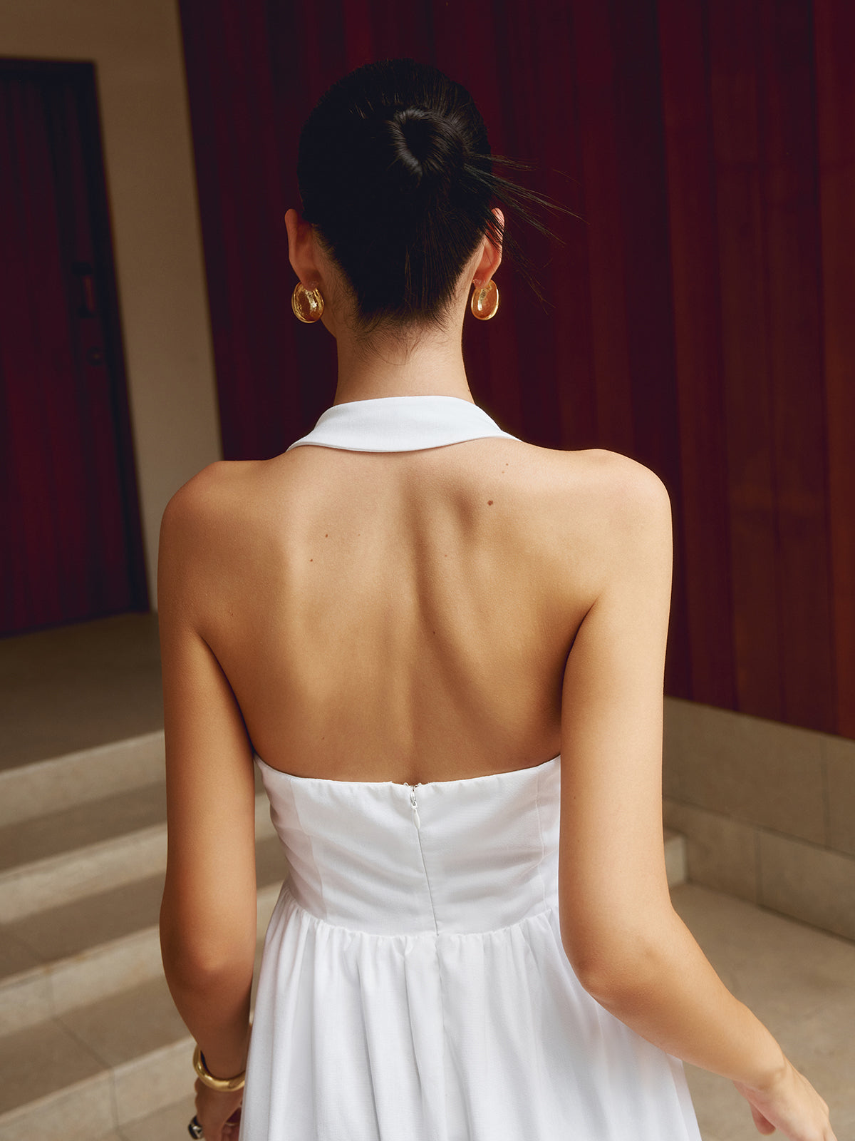 Flowing Breathable A-Line Halter Maxi Dress