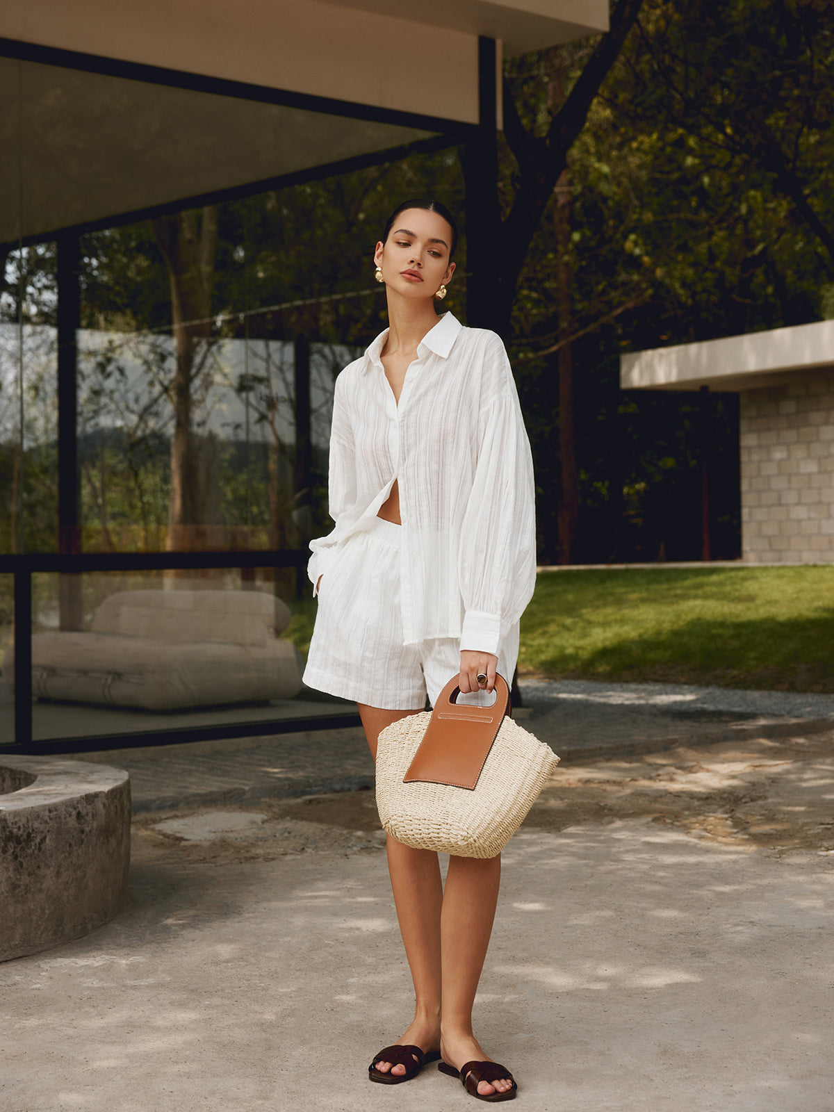 Fiona - two-tone straw bag