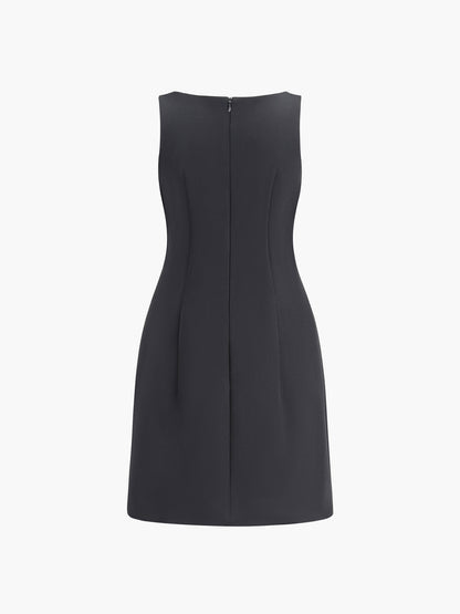 Sleeveless Blazer Style Short Dress in Polyester Blend