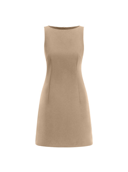 Sleeveless Blazer Style Short Dress in Polyester Blend