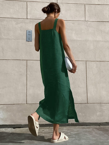 Solid Long Cami Dress with Breathable Lightweight Design