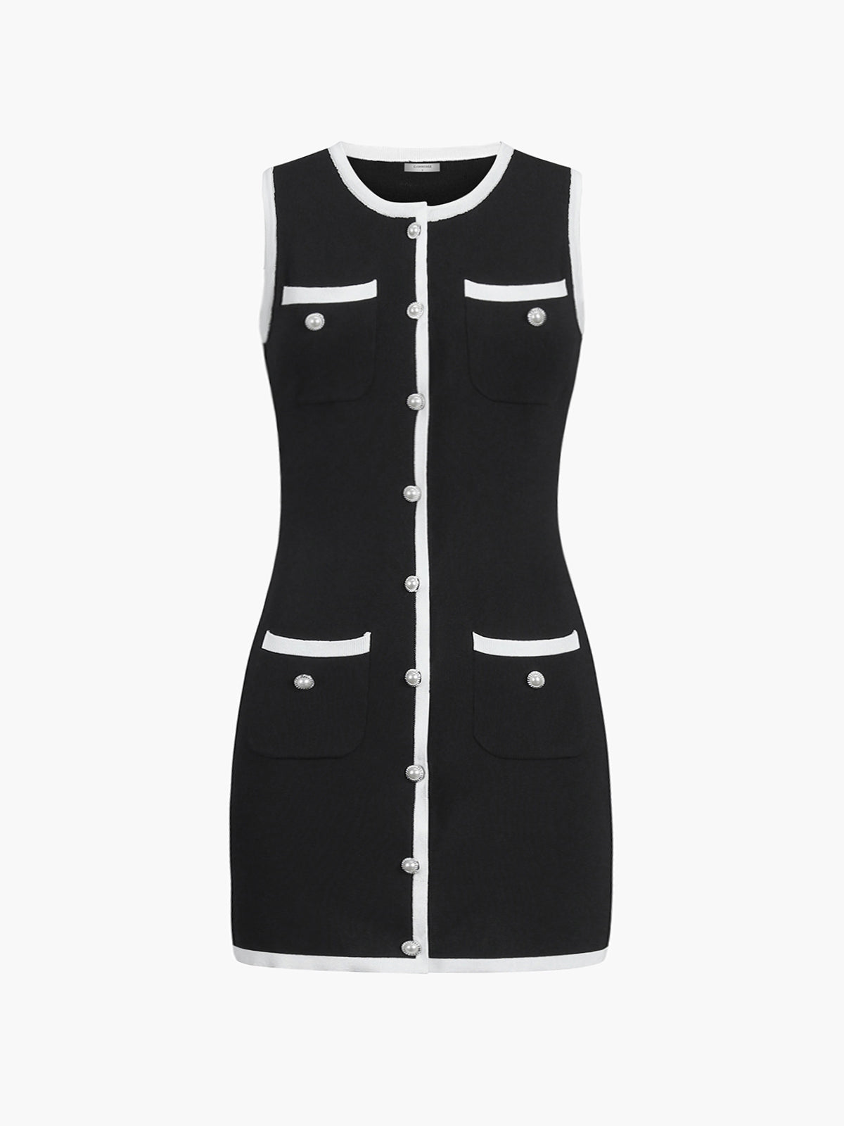 Sleeveless Sweater Dress with Multiple Pockets and Buttons