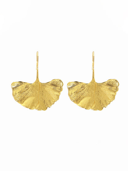 Women’s Drop Earrings – Lightweight Ginkgo Leaf Design – Nature-Inspired Elegant Style