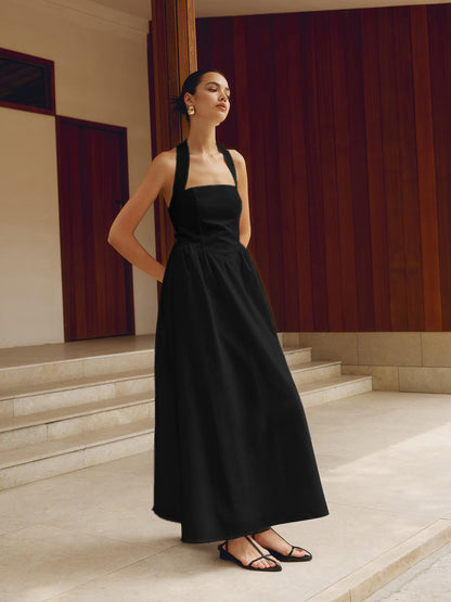Women’s Maxi Dress – Halter Neck – A-Line Fit – Soft Breathable Flowing Fabric