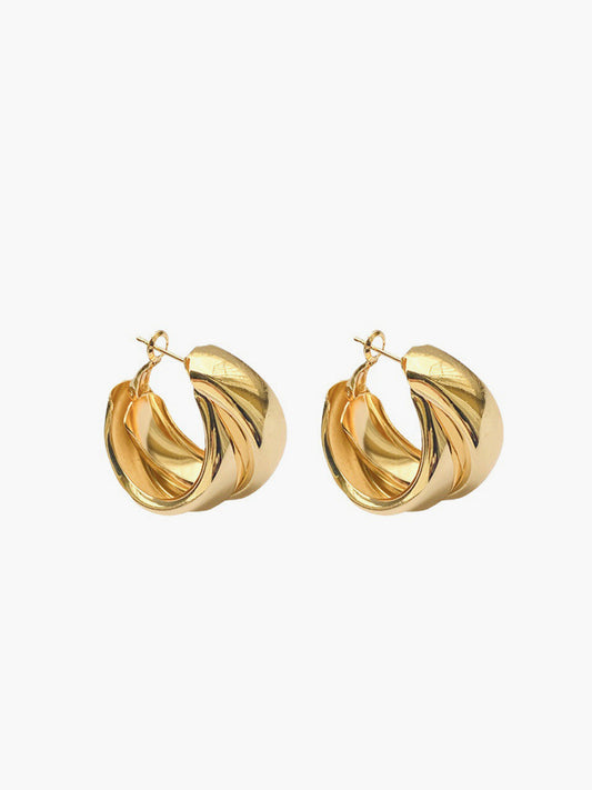Chunky Twisted Hoop Earrings with Polished Finish