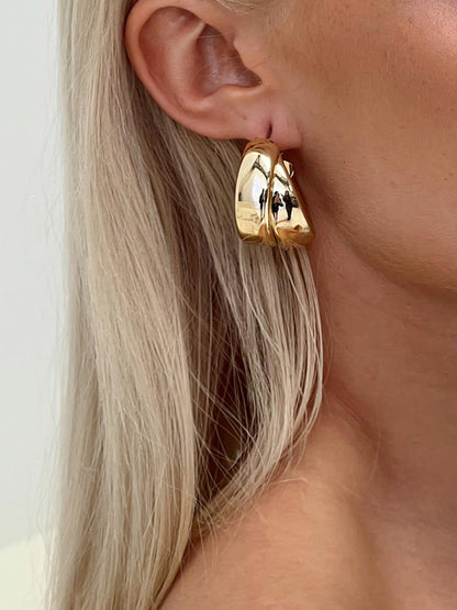 Women's Hoop Earrings - Chunky Twisted Design - Polished Finish - Elegant Jewelry