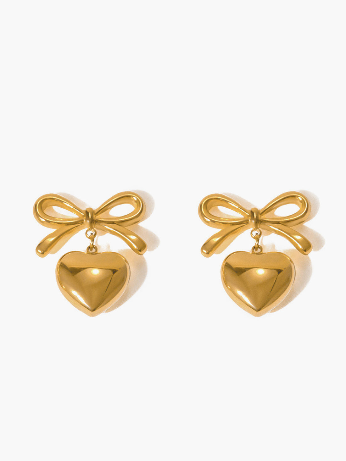 Clara - gift ribbon bow heart dangle earrings