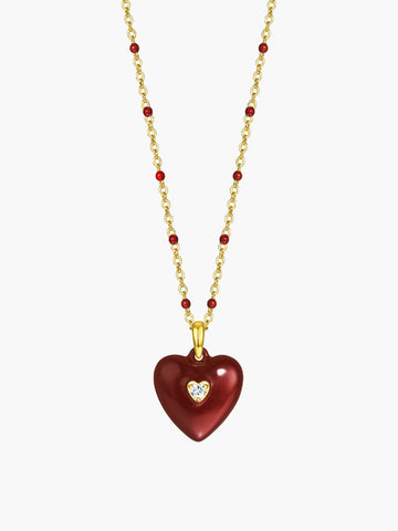 Haunani - vintage red heart necklace