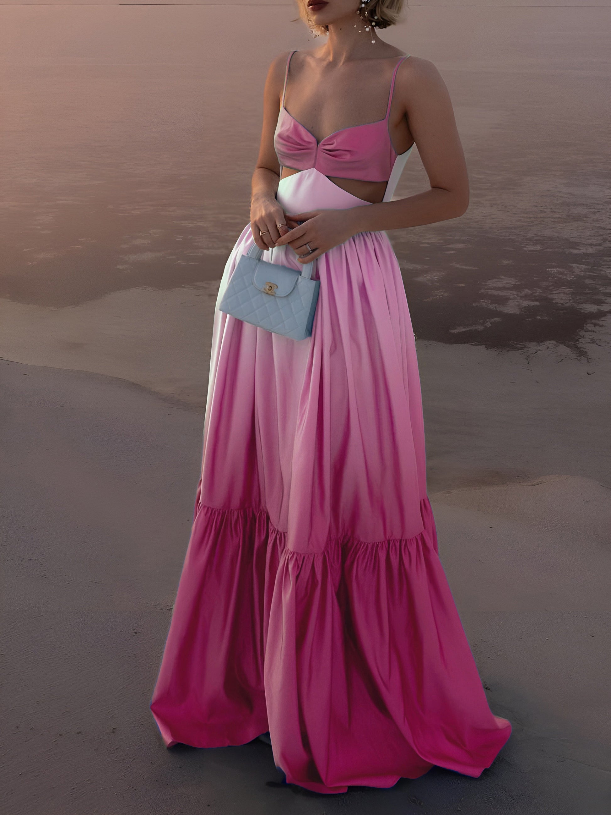Flowing Cut-Out Waist Maxi Dress