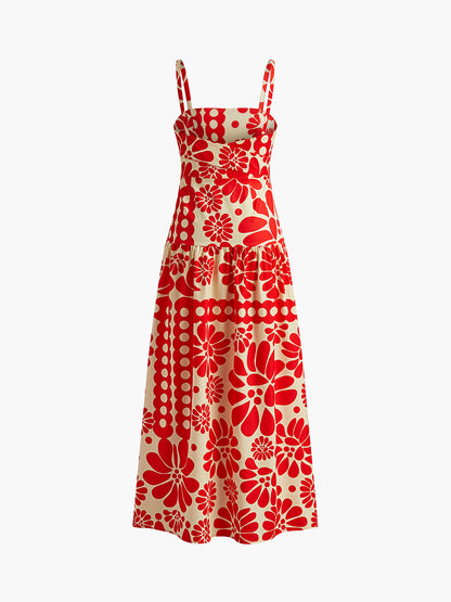 Women's Floral Dress - Sleeveless A-Line - Backless Midi/Maxi - Lightweight & Breathable