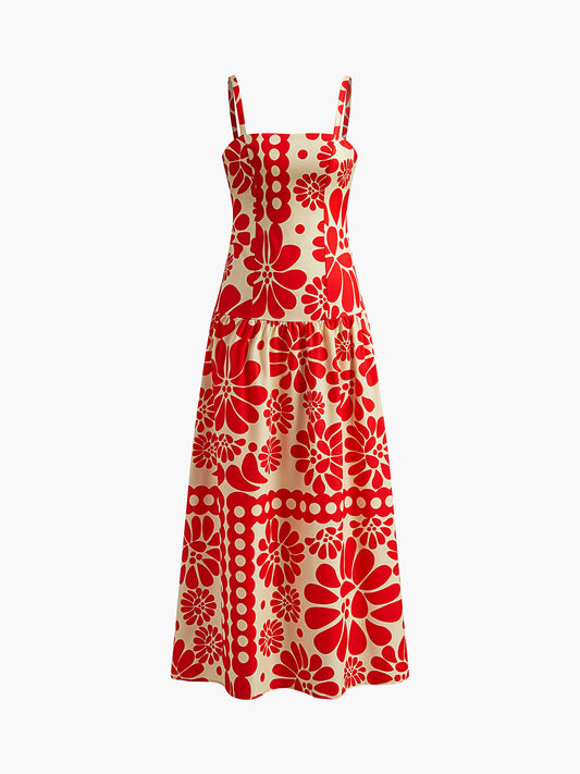 Breathable Floral Sleeveless A-Line Dress