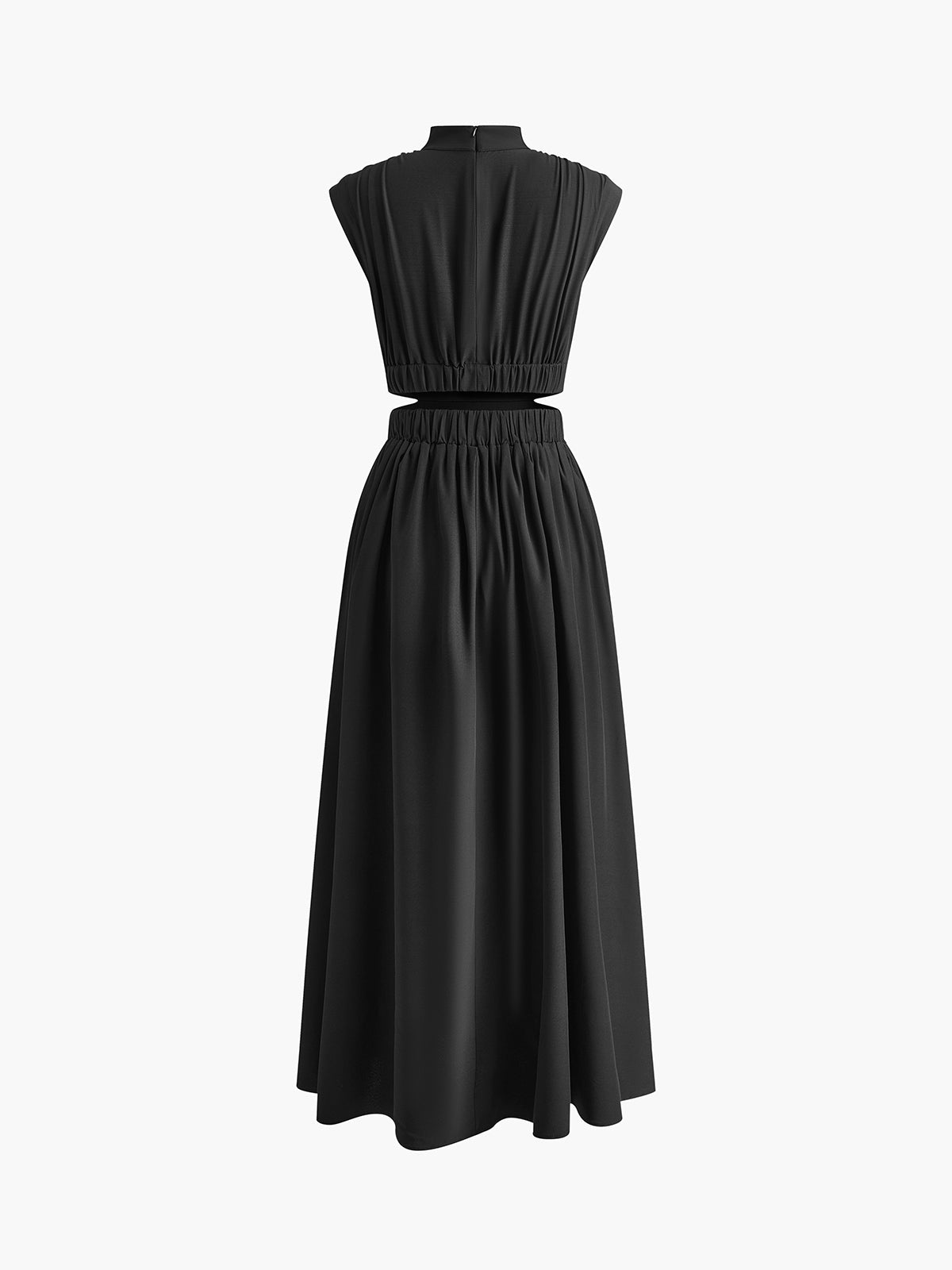 Mock Neck Cut-Out Detail Long Dress