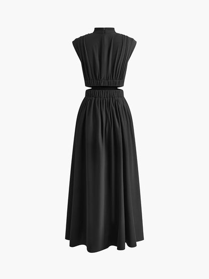 Long Dress with Mock Neck and Cut-Out Details