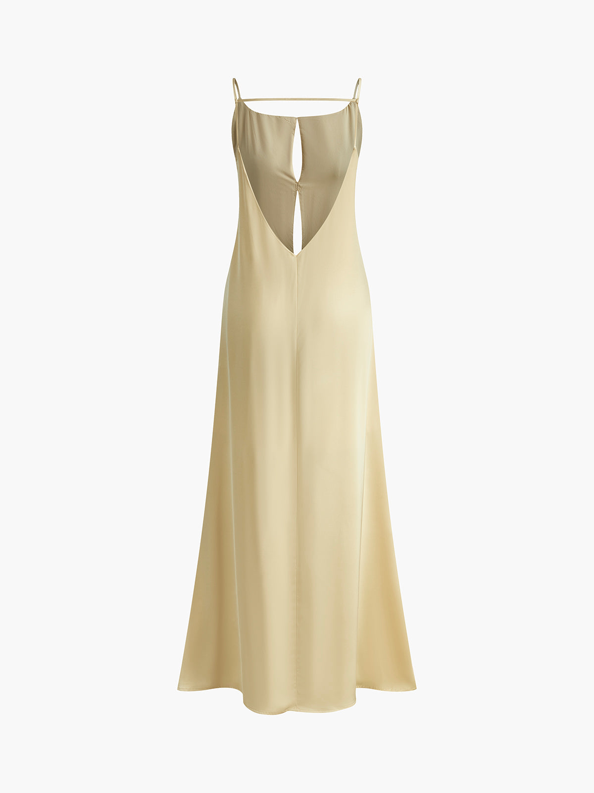 Women's Slip Dress - Satin Silk Feel - Spaghetti Straps - Backless Floor-Length Elegant