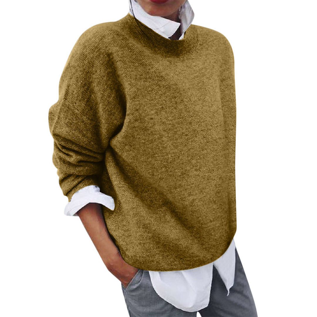 Long-Sleeved Knitted Round Neck Sweater