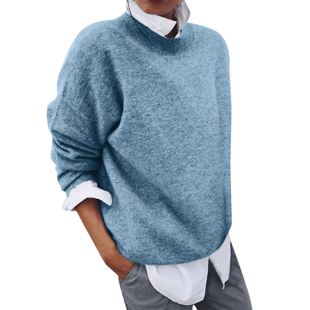 Long-Sleeved Knitted Round Neck Sweater