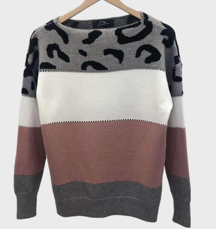 Women's stylish leopard print sweater